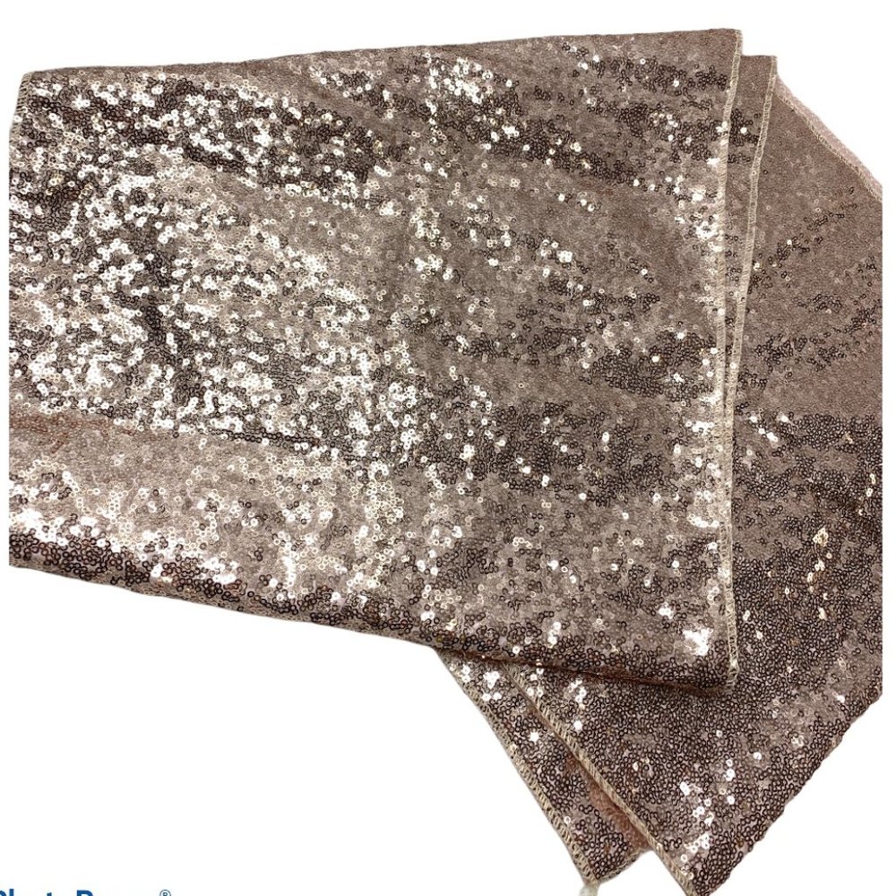 Rose Gold Blush Sequin Long Table Runner Cover
